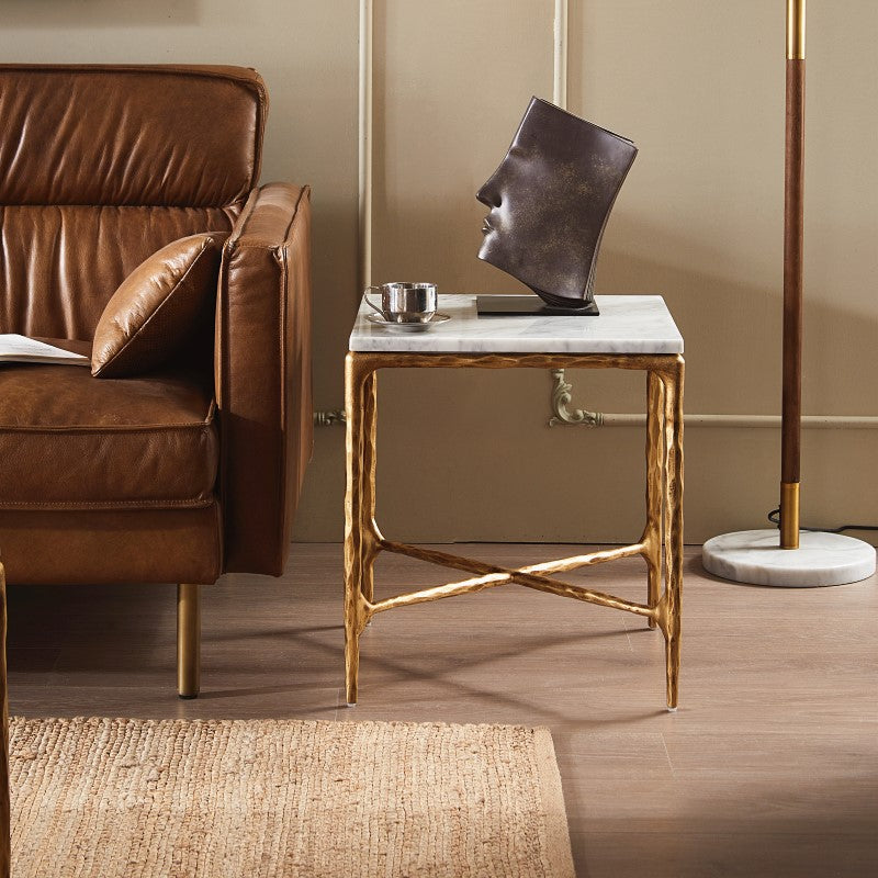 Thaddeus Mabrble Square Side Table 18" 22" Overhang O