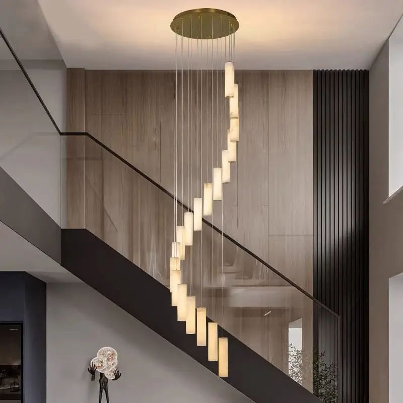 Alabaster Brass Spiral Indoor Modern Chandelier – Hermanlamps