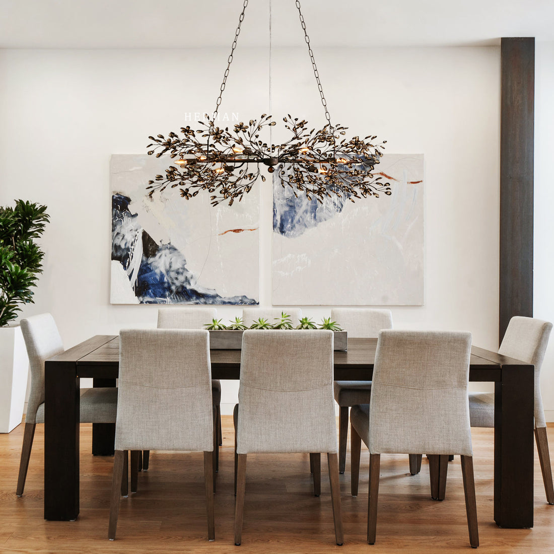 Fiore Colored Linear Chandelier 43" 51" 68"