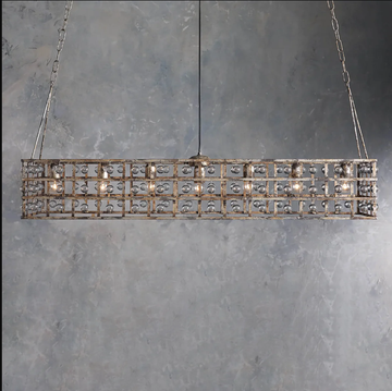 La Cage 50" Rectangular Chandelier in Silver