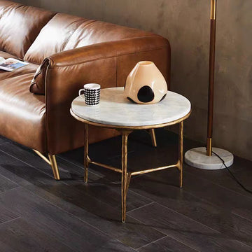 Thaddeus Marble Round Side Table 3 Leg 24"D