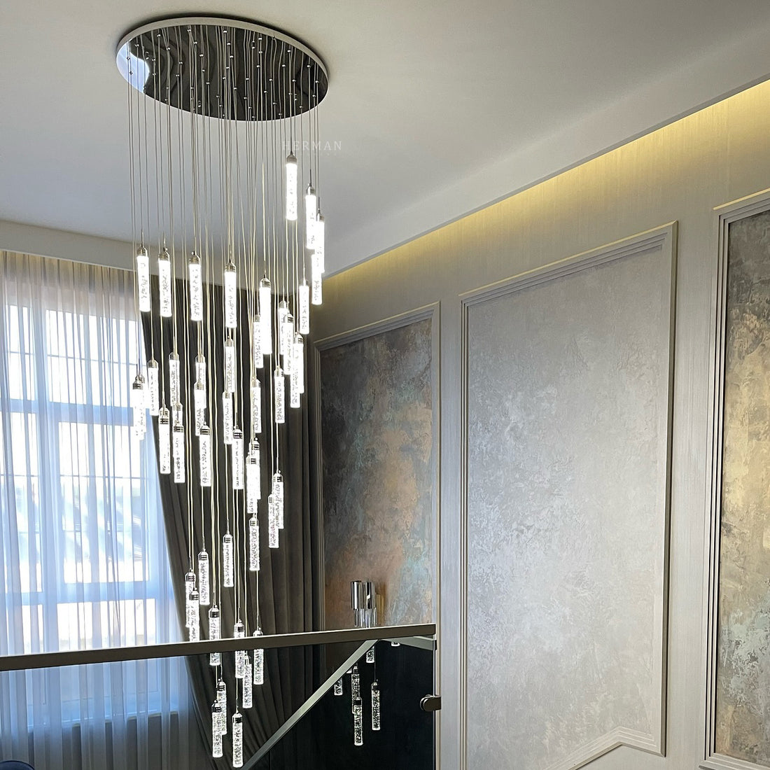Sparkling Night Cylinder Chandelier // 9 Light