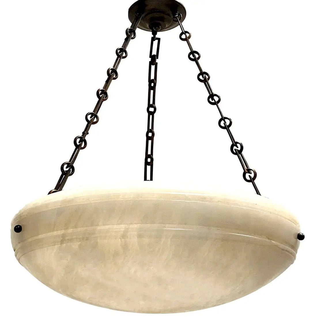 Pair of French Carved Alabaster Fixtures. Sold Individually.