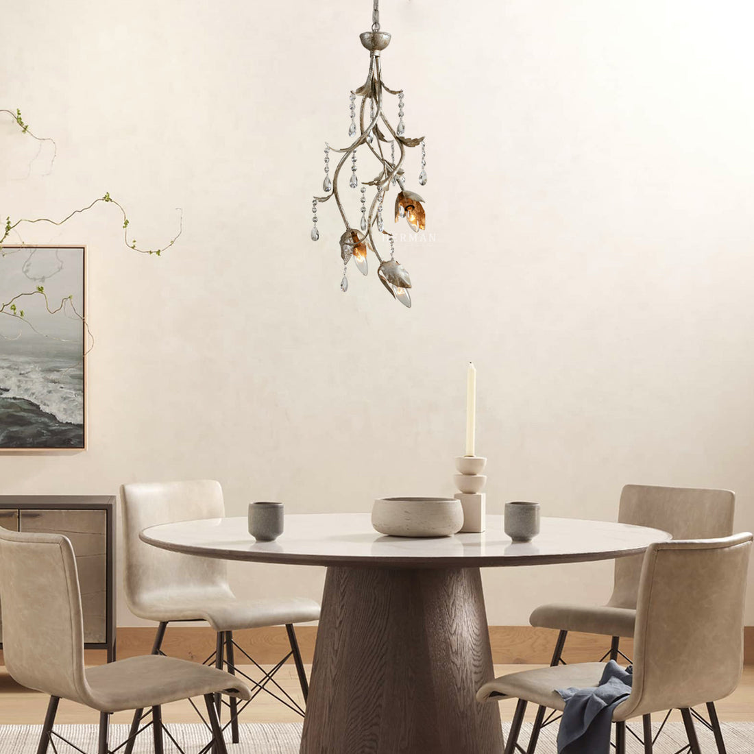 Gothic Viticci Pendant 28"H- Silver