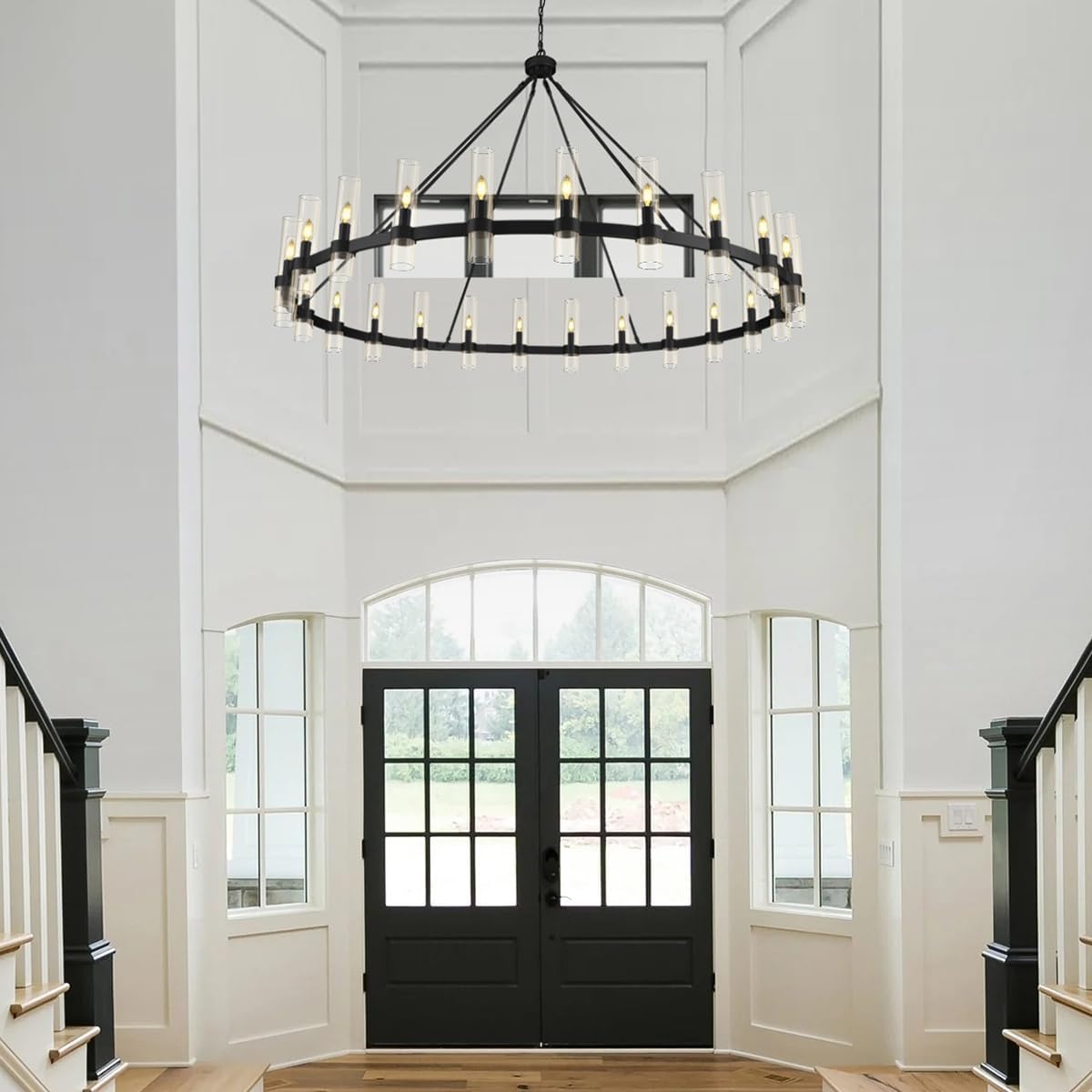 Farmhouse Wagon Wheel Chandelier 60" 70" - Fast Delivery-1-Luxehomezone