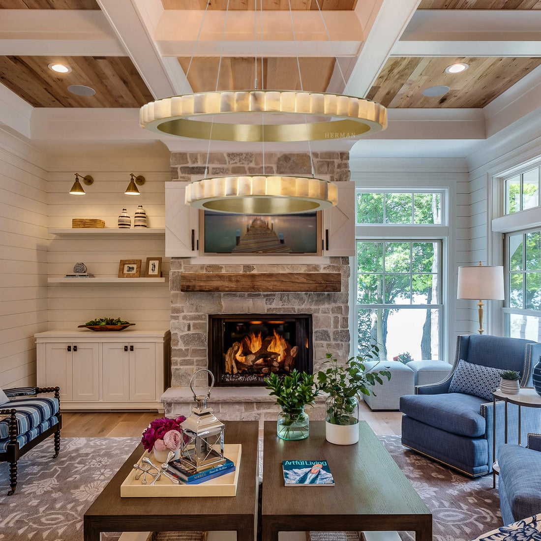 Avalon Alabaster 2 Layer Chandelier