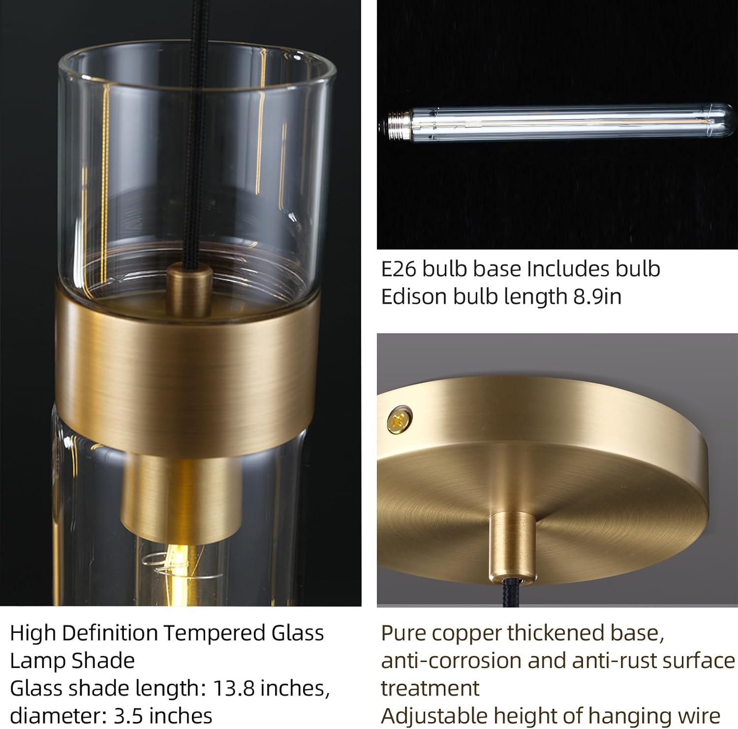 Modern Glass Brass Pendant Lights Kitchen Island - Fast Delivery-1-Luxehomezone