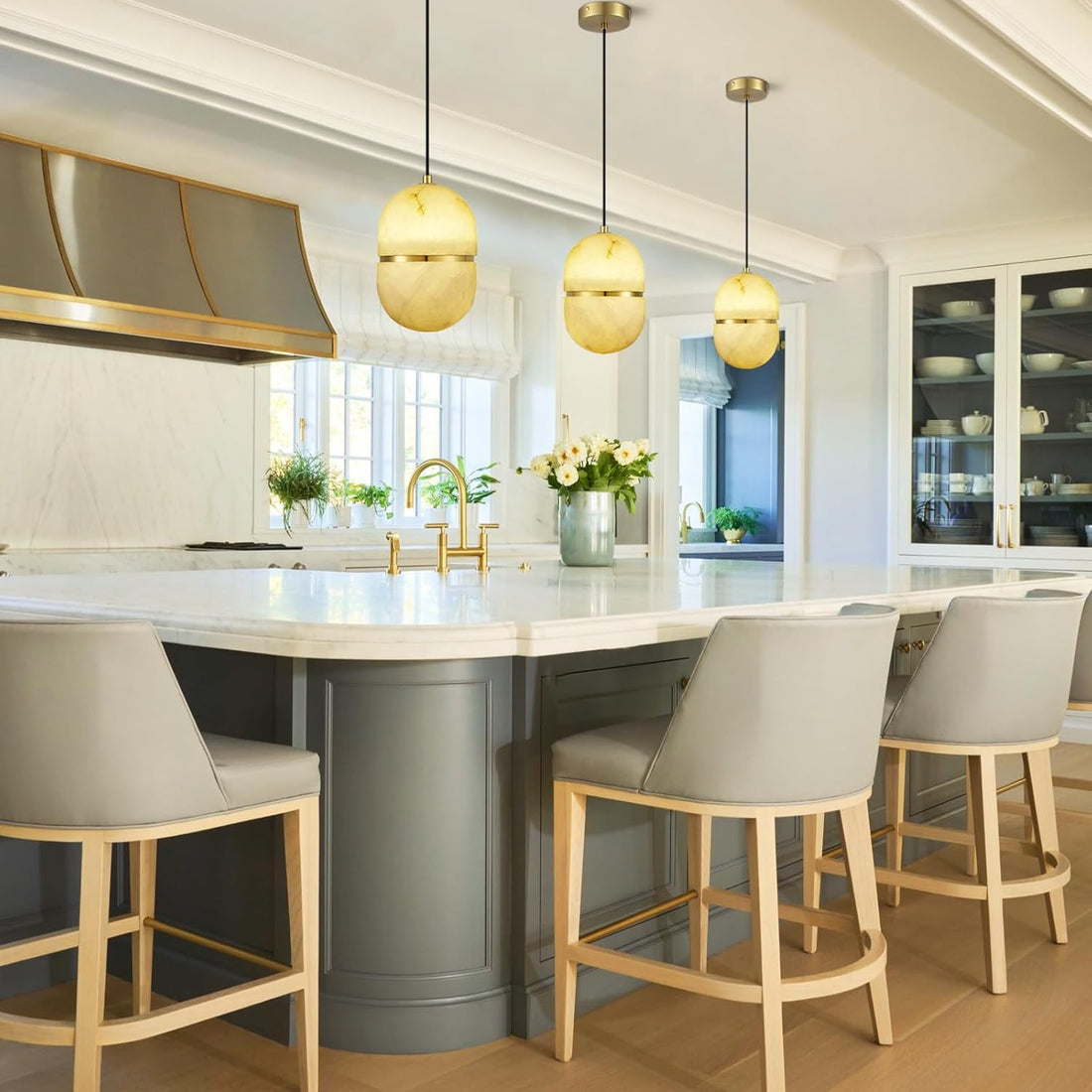 Alabaster Pendant Lights Kitchen Island - Fast Delivery-1-Luxehomezone