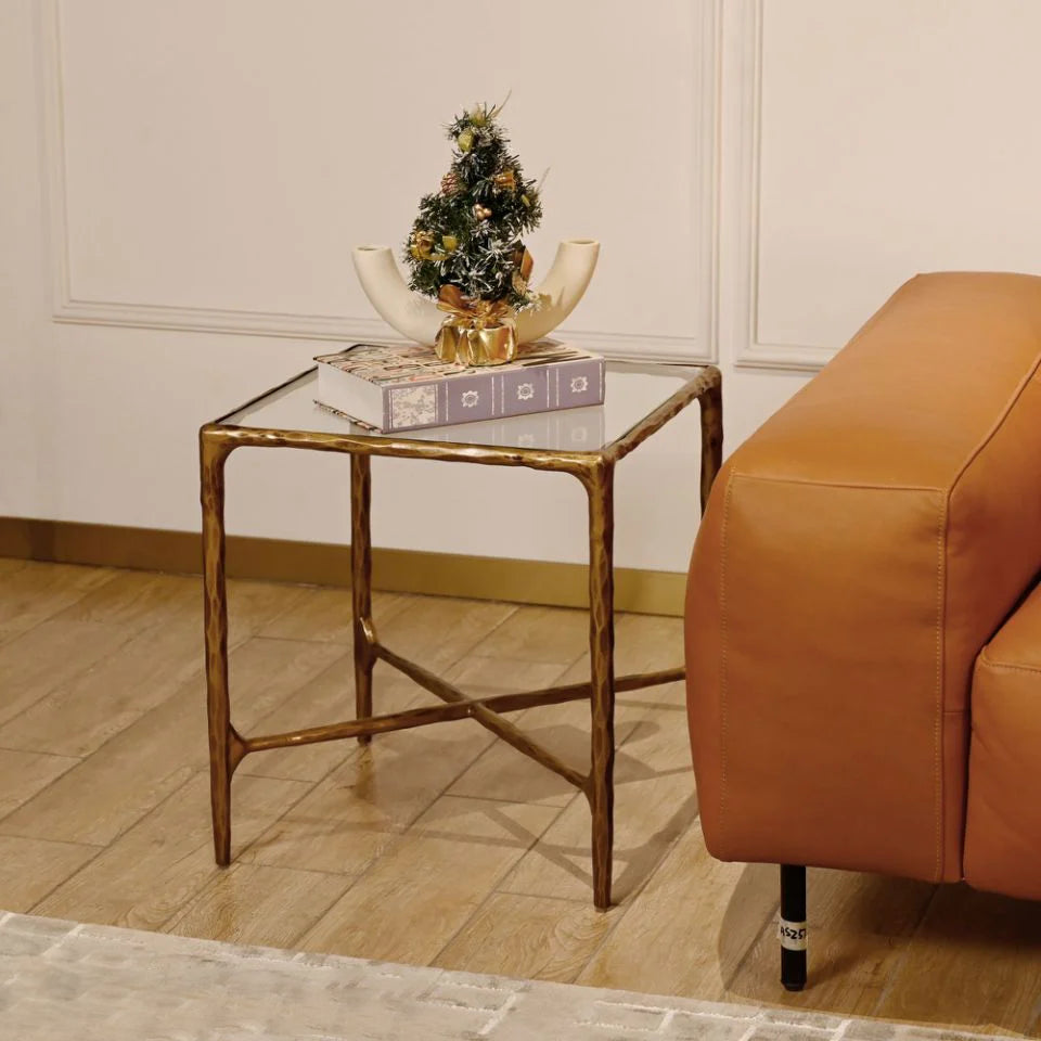 Thaddeus Glass Square Side Table 18" 22"