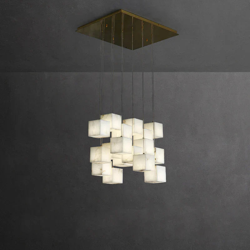 Alabaster Cubic Linear Chandelier