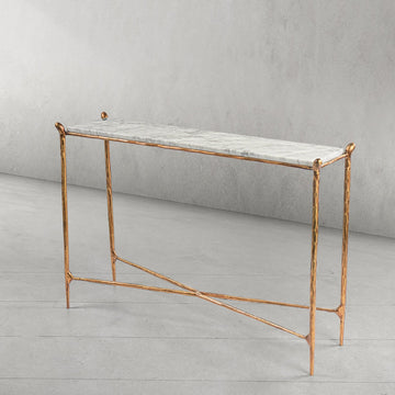 Thaddeus Rectangle Horn Marble Console Table