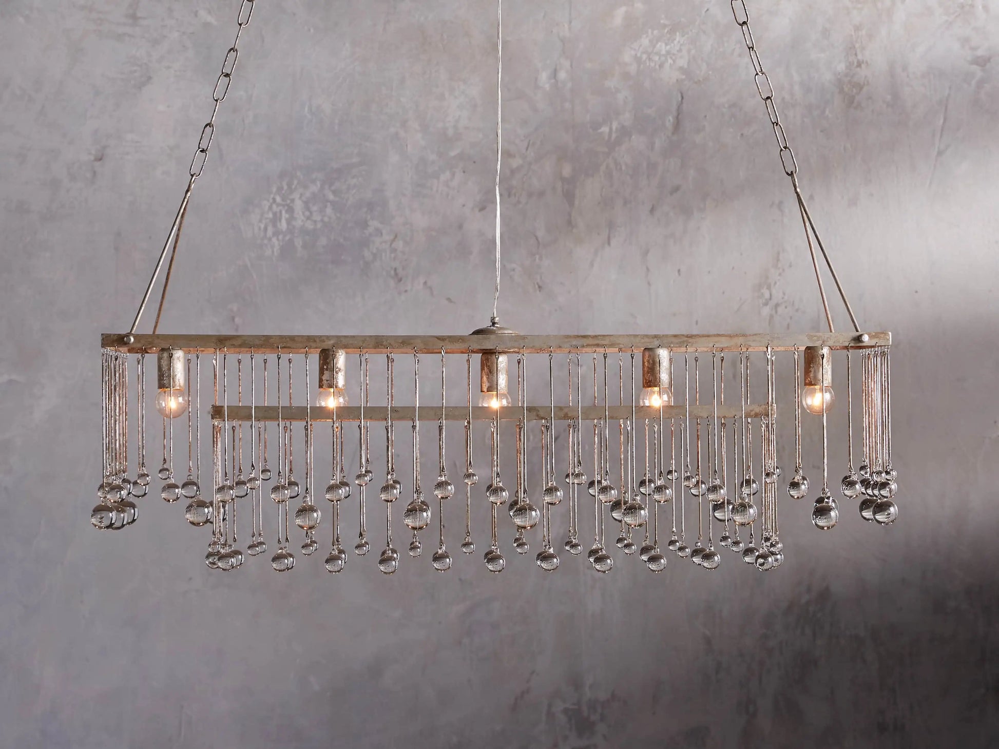 Aubrey Crystal Ball Rectangular Chandelier 47'' 60''