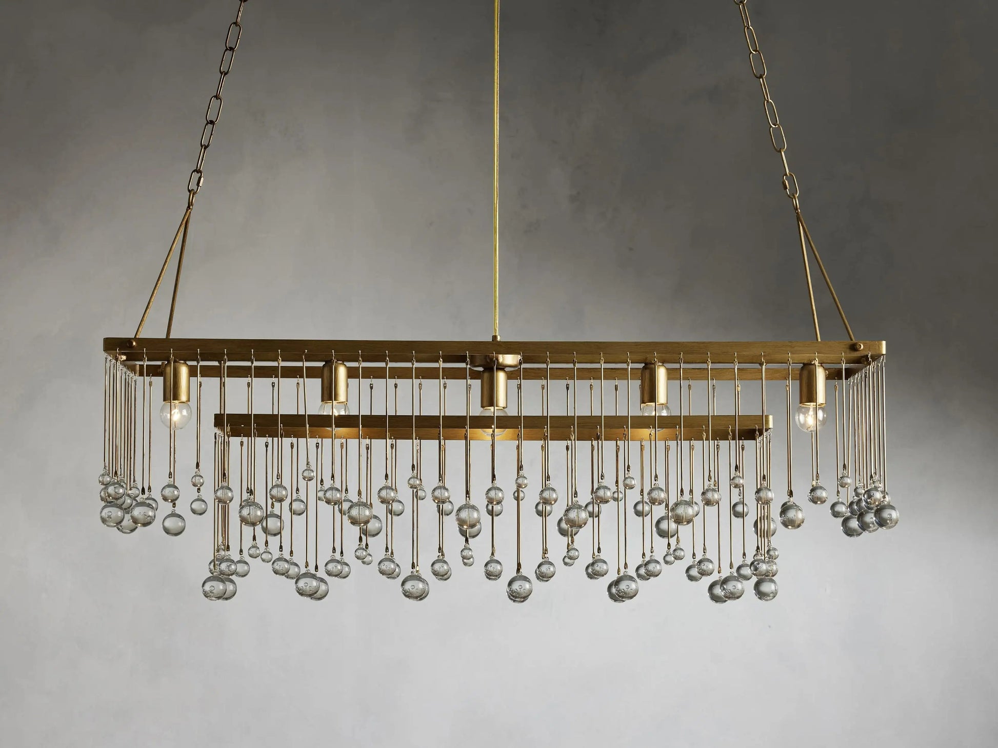 Aubrey Crystal Ball Rectangular Chandelier 47'' 60''
