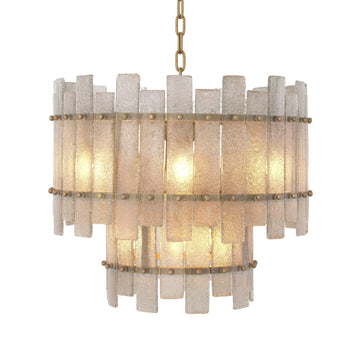 Caprera Modern Brass Chandelier - (Antique Brass Finish | Hand Blown Glass)