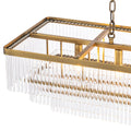 East Rectangle Modern Brass Glass Chandelier