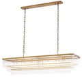 East Rectangle Modern Brass Glass Chandelier