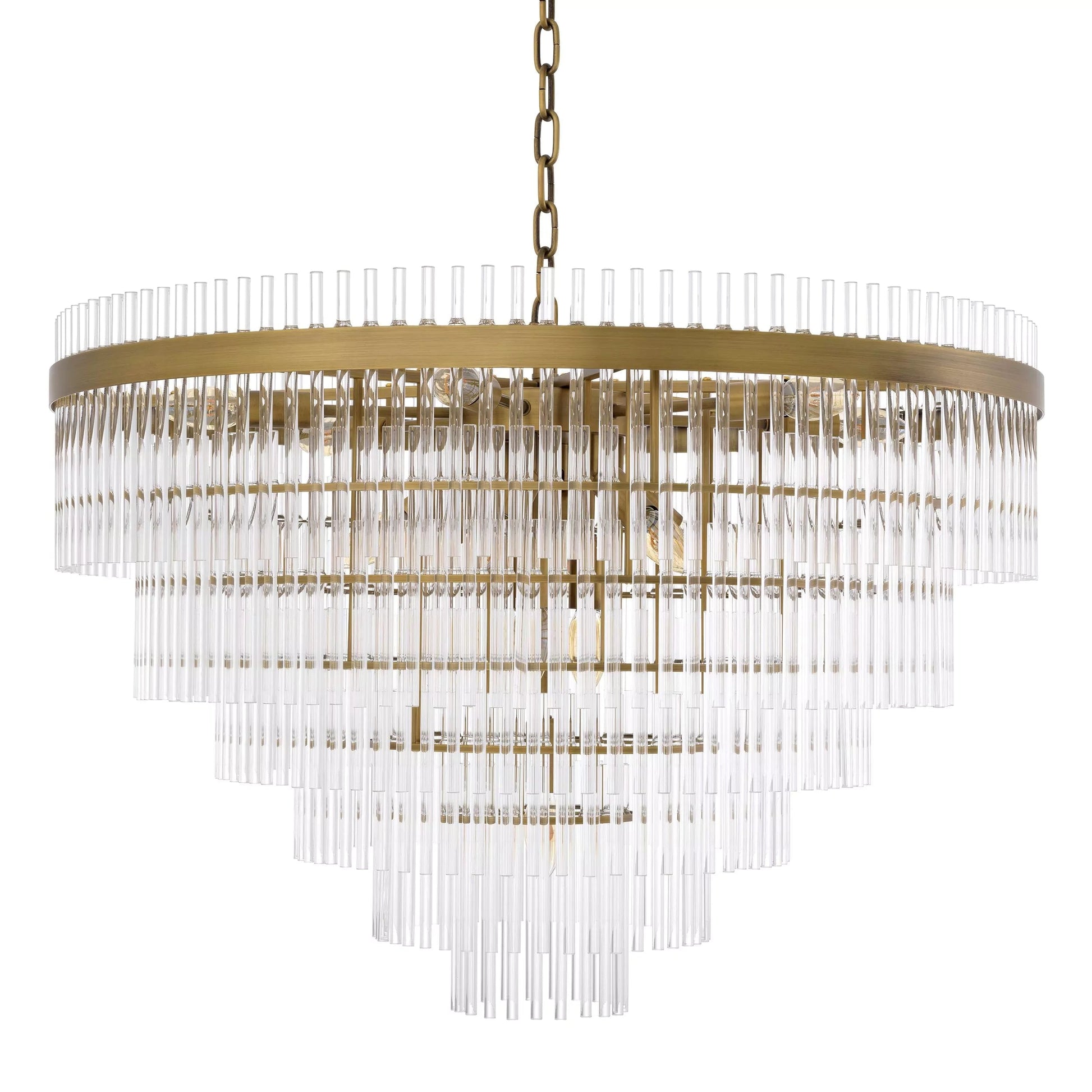 East Single Modern Glass Chandeliers (Antique Brass Finish/Clear Glass)