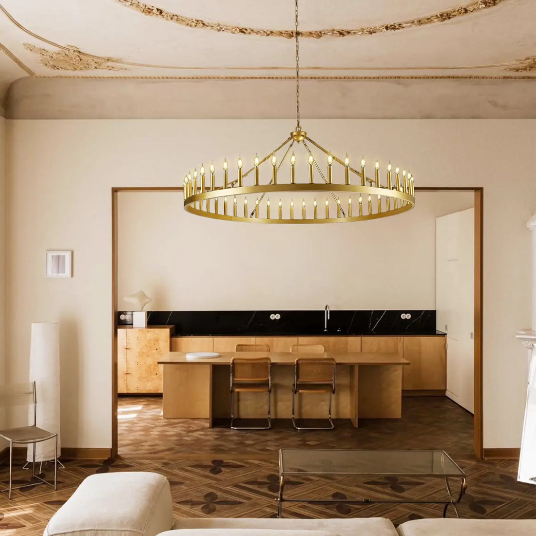 Vintage Filament Round Chandelier 64'' - Fast Delivery-1-Luxehomezone