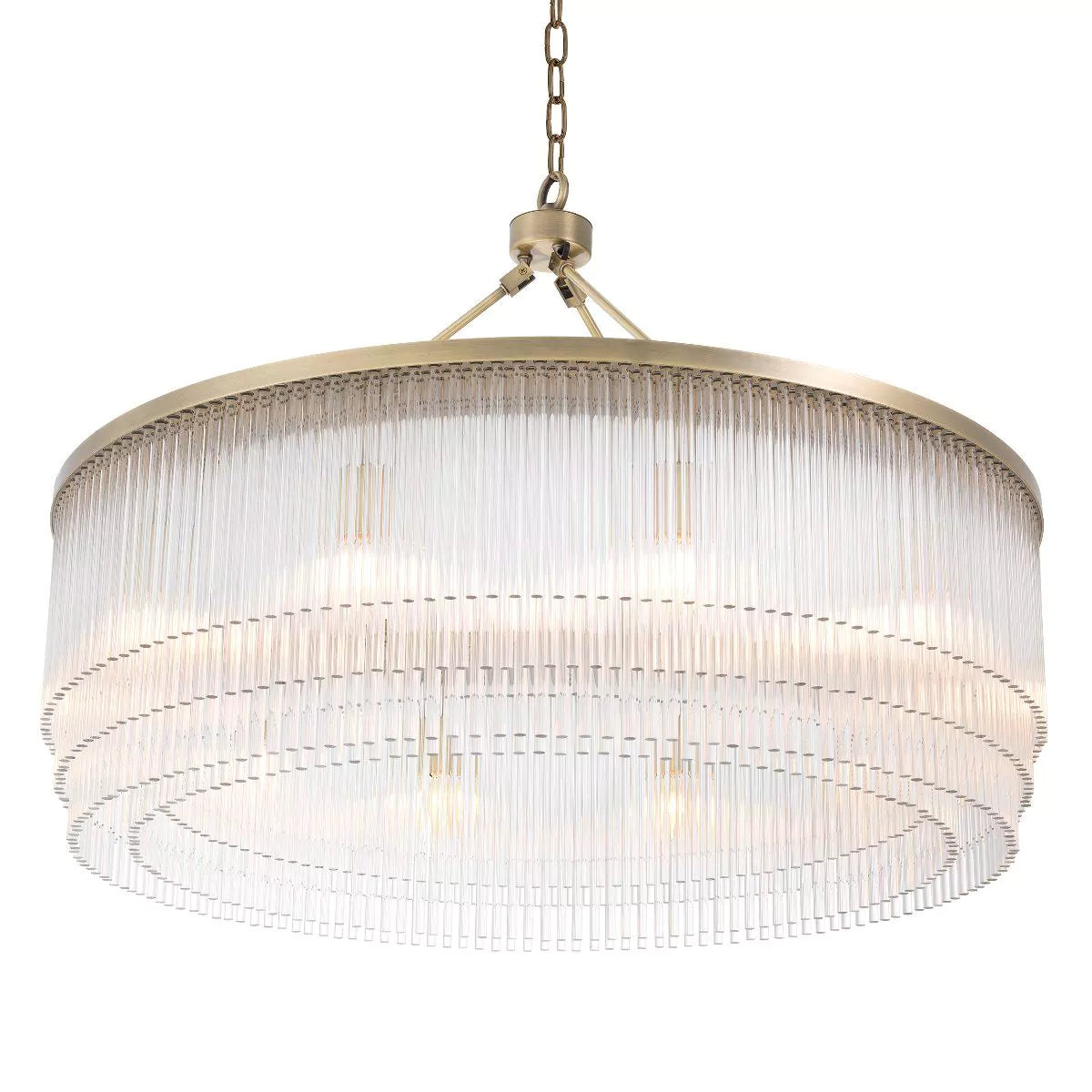 Hector L Modern Brass Glass Chandelier - (Light Brushed Brass Finish/Clear Glass)