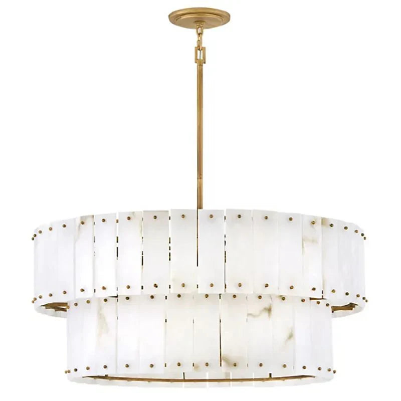 Simona Alabaster Drum 2-Tier Chandelier