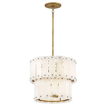 Simona Alabaster Round 2-Tier Chandelier 17.5"D 24"D