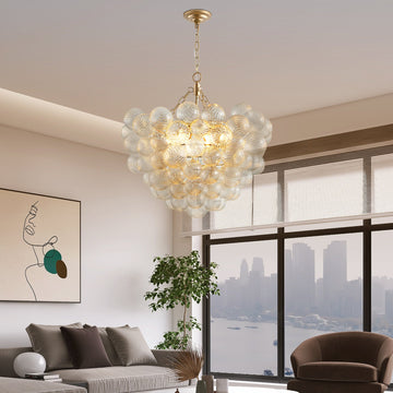 Textured Glass Orb Chandelier in Gold by Aurorae Lighting