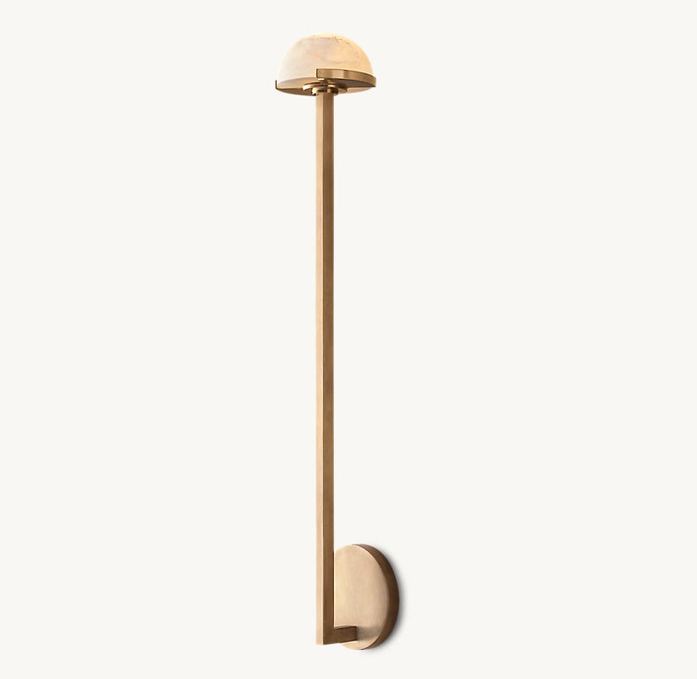 Gold Linear Brass And Alabaster Wall Sconces