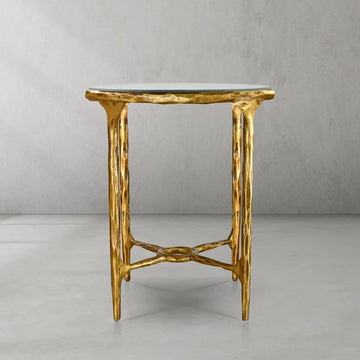 Thaddeus Glass Round Side Table 3 Leg 24"D