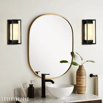 Maurizio Alabaster Square-Shaped Wall Sconces