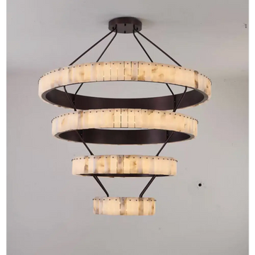 Tiered Alabaster Spiral Chandelier