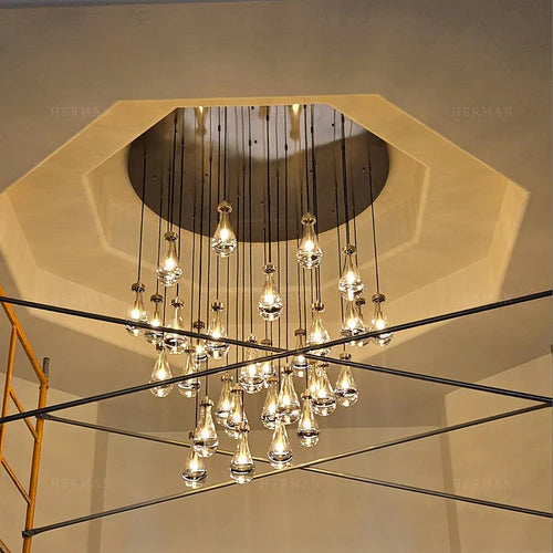 Raindrop Round Chandelier: A Symphony of Light and Elegance