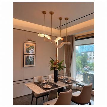 PROJECT: Custom Alabaster Curved Chandelier Residential Installation