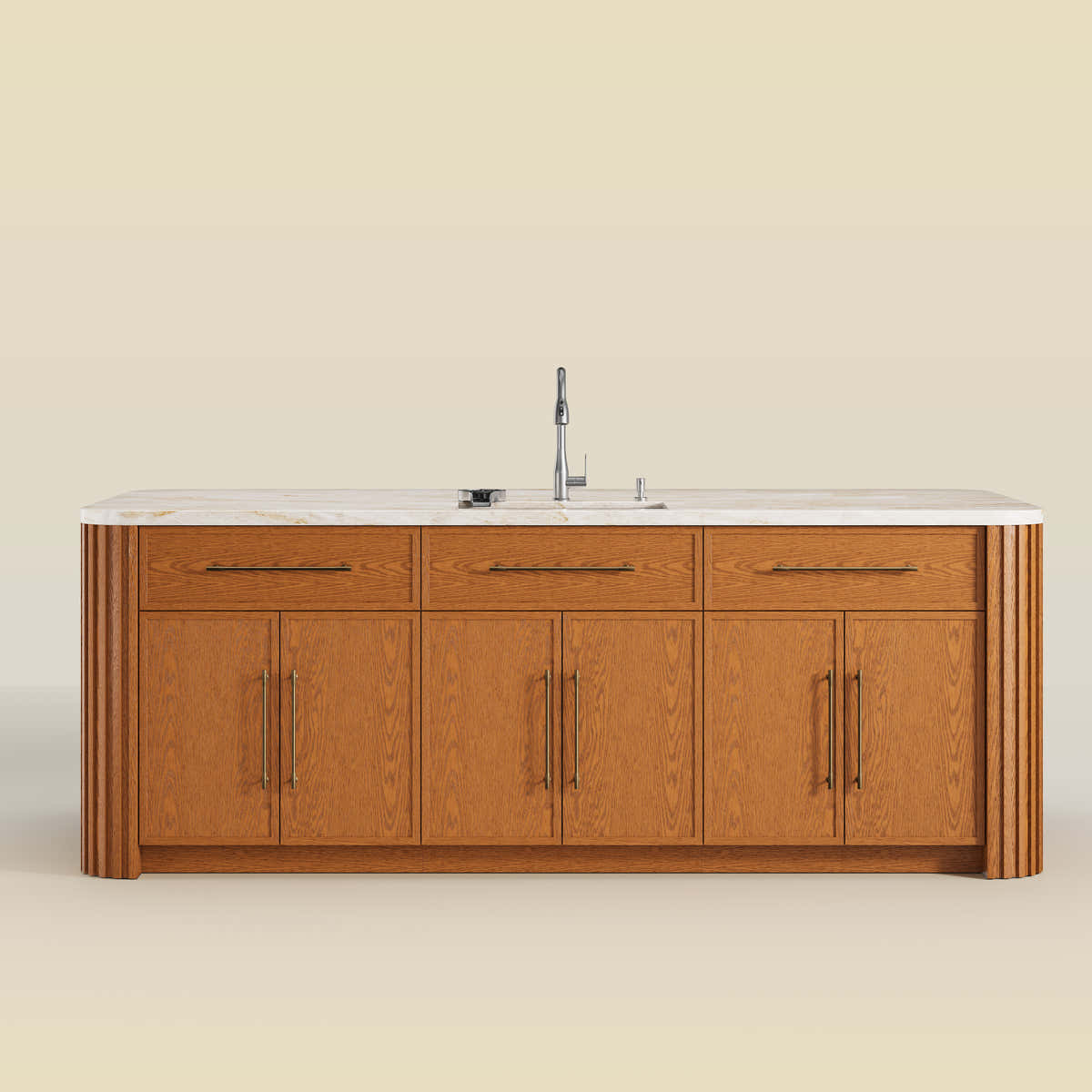 Custom Taj Mahal Stone Kitchen Island