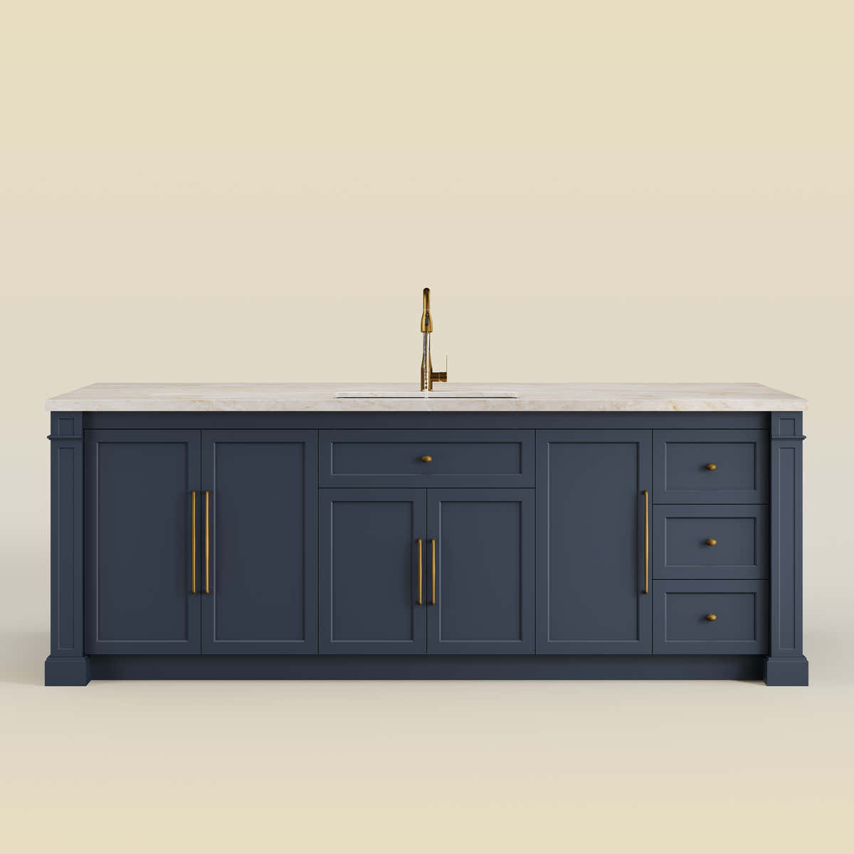 Custom Stone Kitchen Island - blue