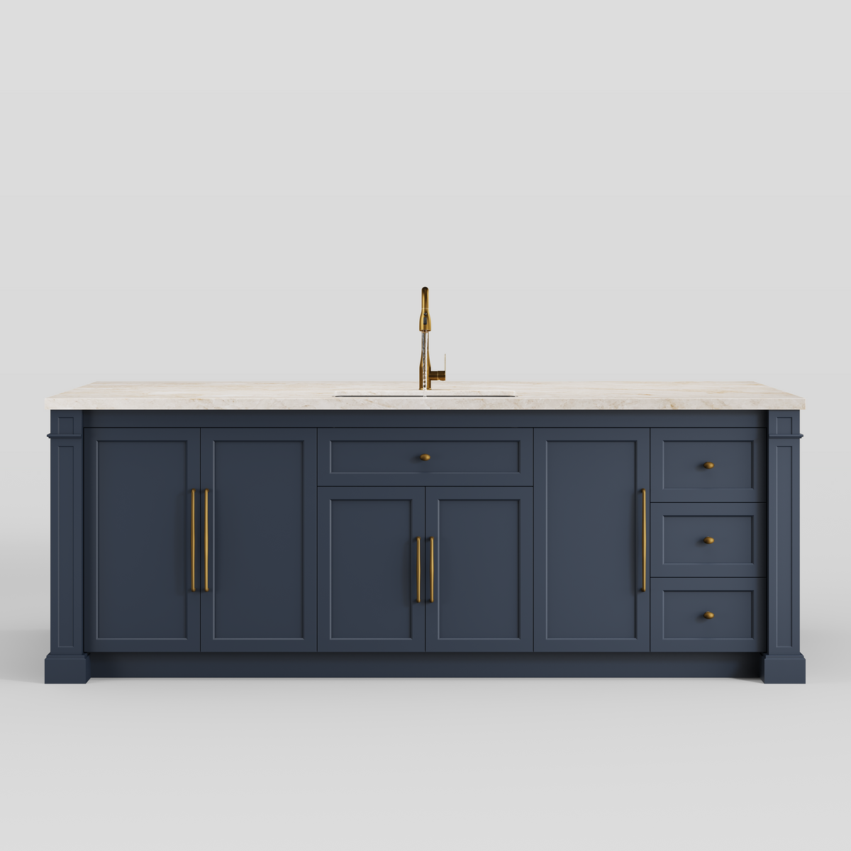 Custom Stone Kitchen Island - blue