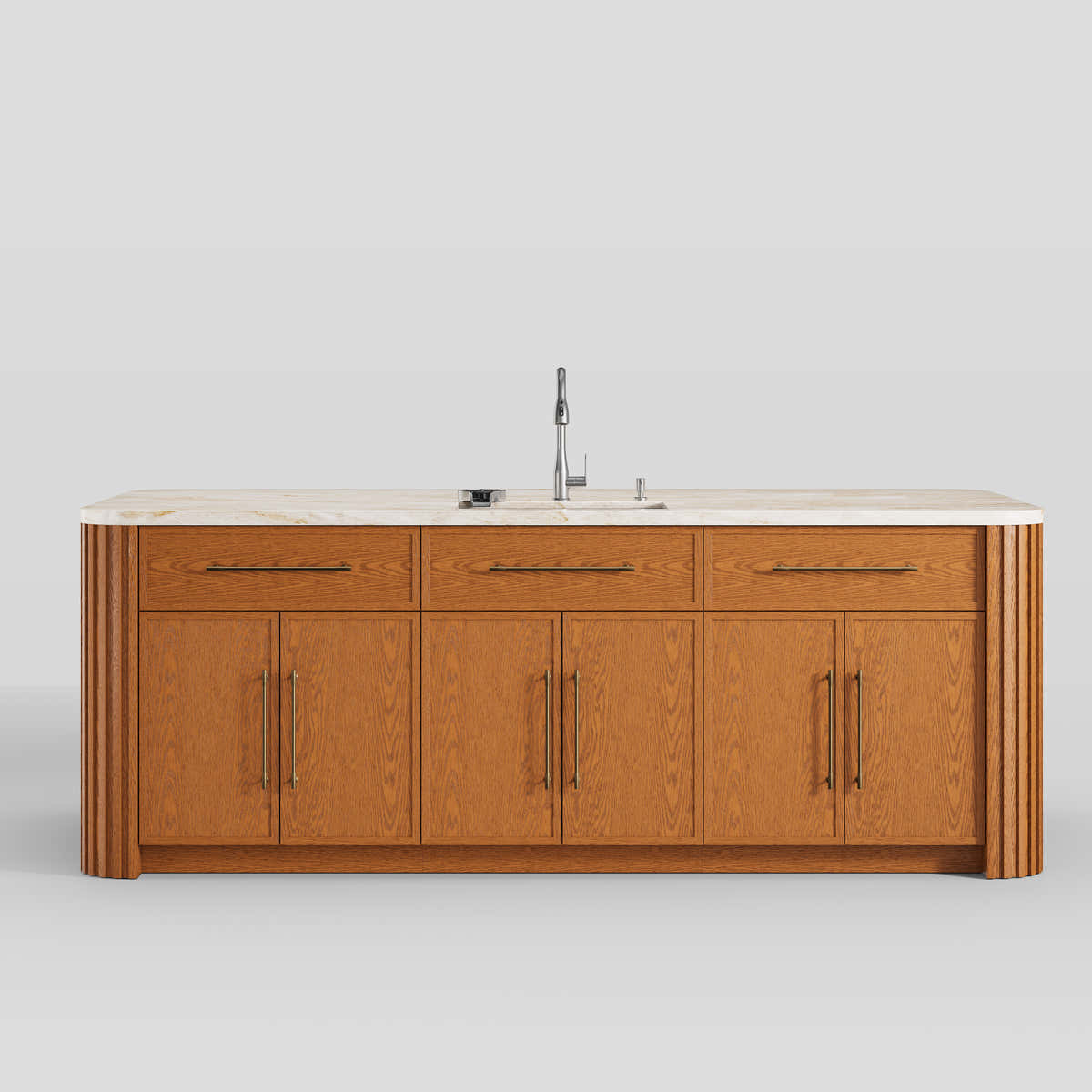 Custom Taj Mahal Stone Kitchen Island
