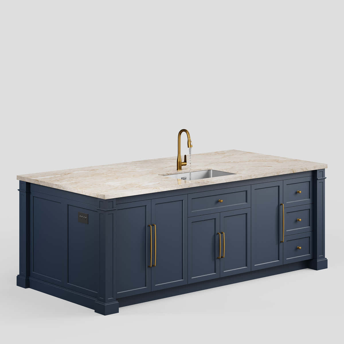 Custom Stone Kitchen Island - blue