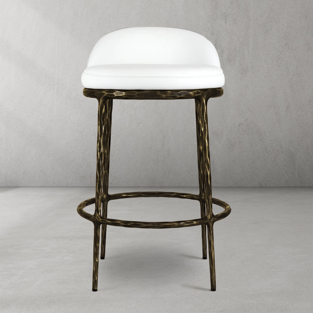 Hand-Forged Metal Bar Swivel Counter Stool