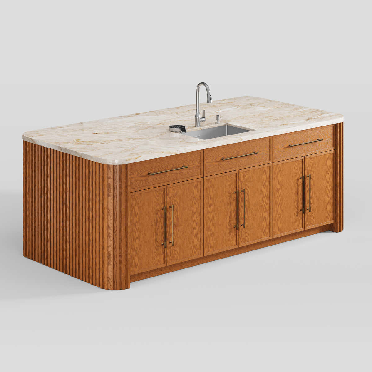 Custom Taj Mahal Stone Kitchen Island