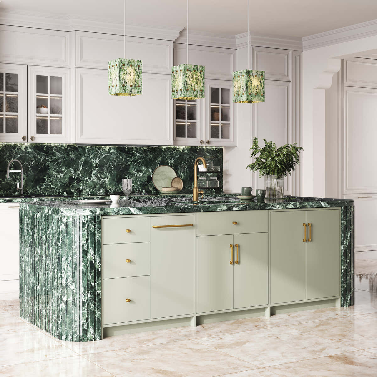 Custom Stone Kitchen Island