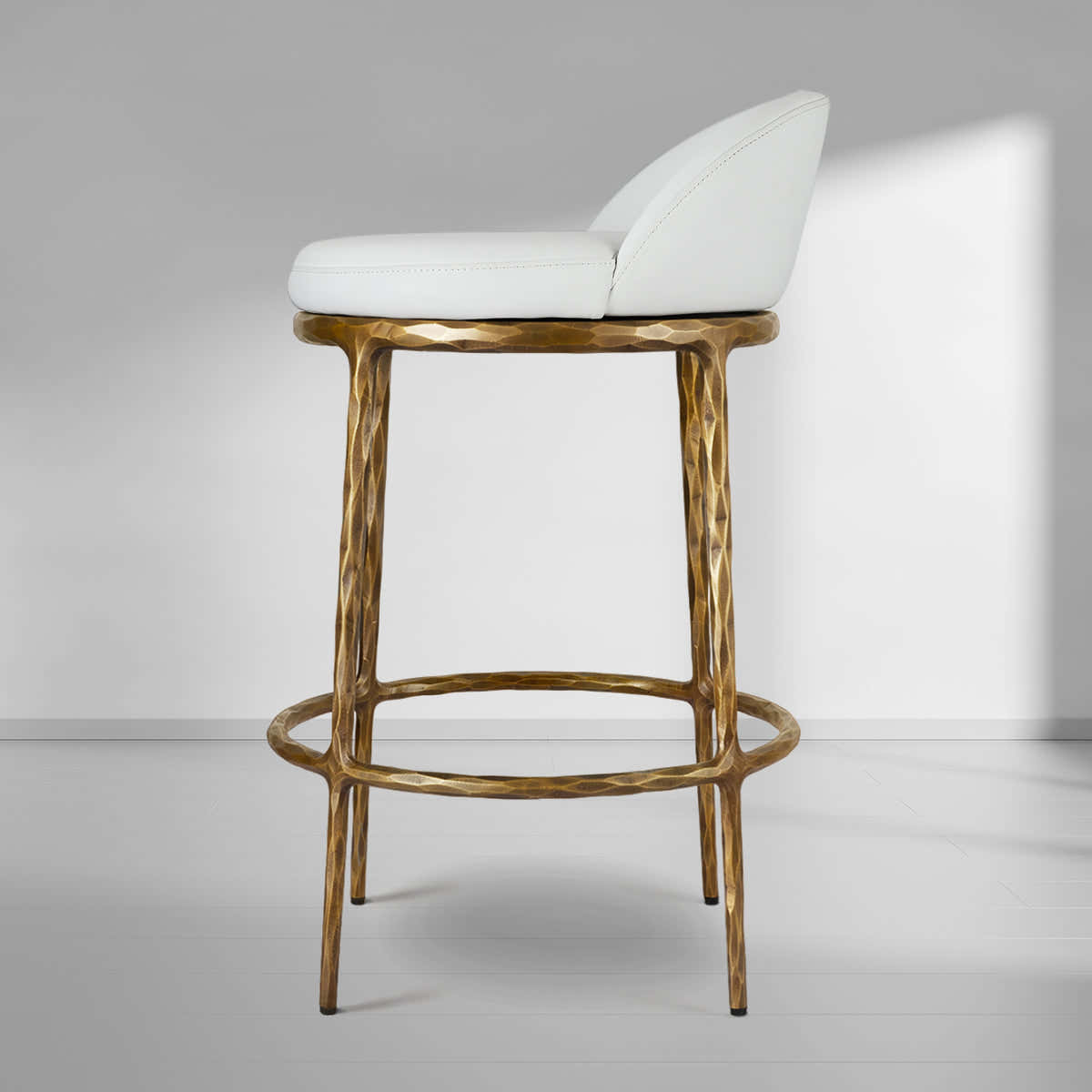 Hand-Forged Metal Bar Swivel Counter Stool