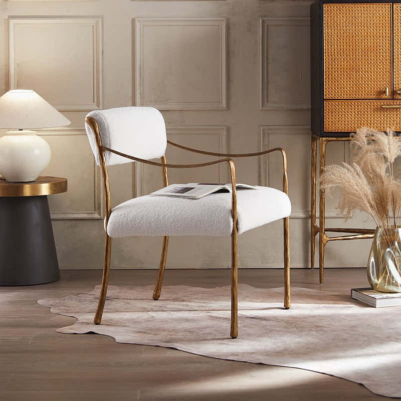 Hand-Forged Metal Retro Copper Iron Frame Armless Dining Chair