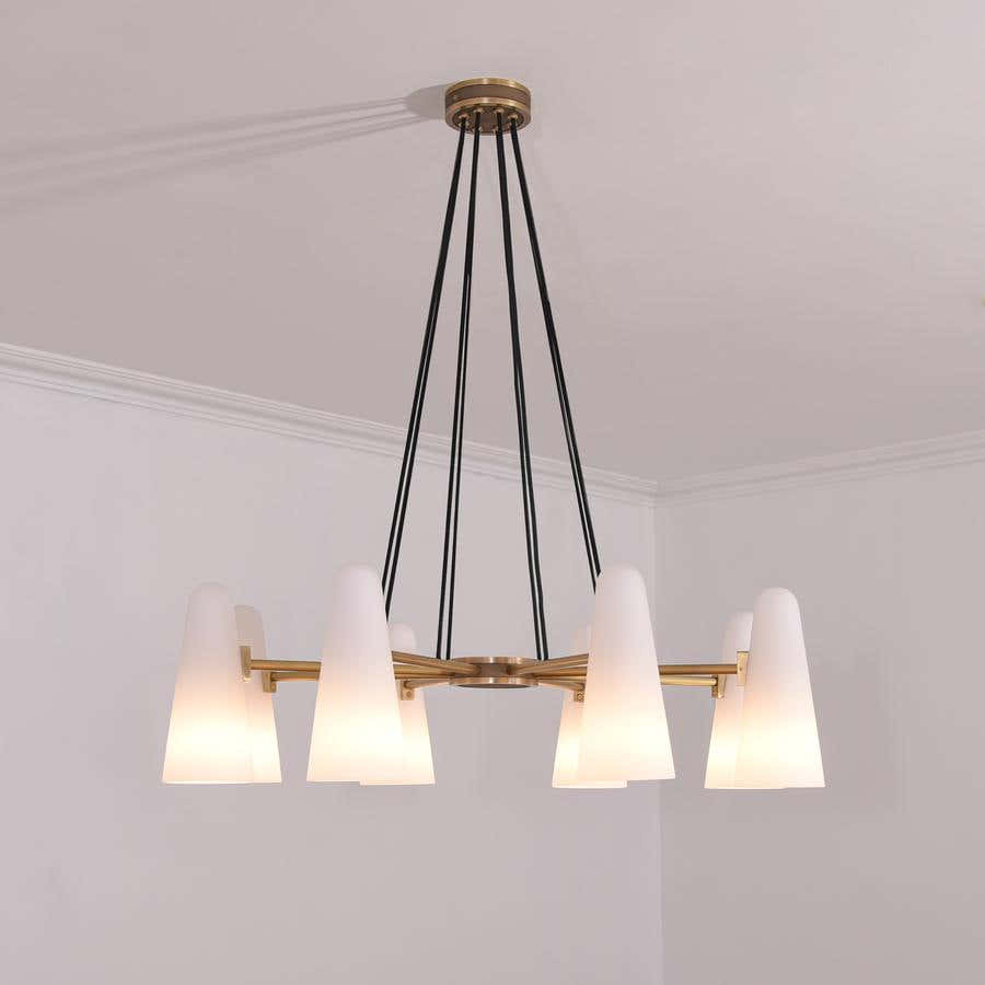 Sulis White Ceramics Round Chandelier 36", 8-lights