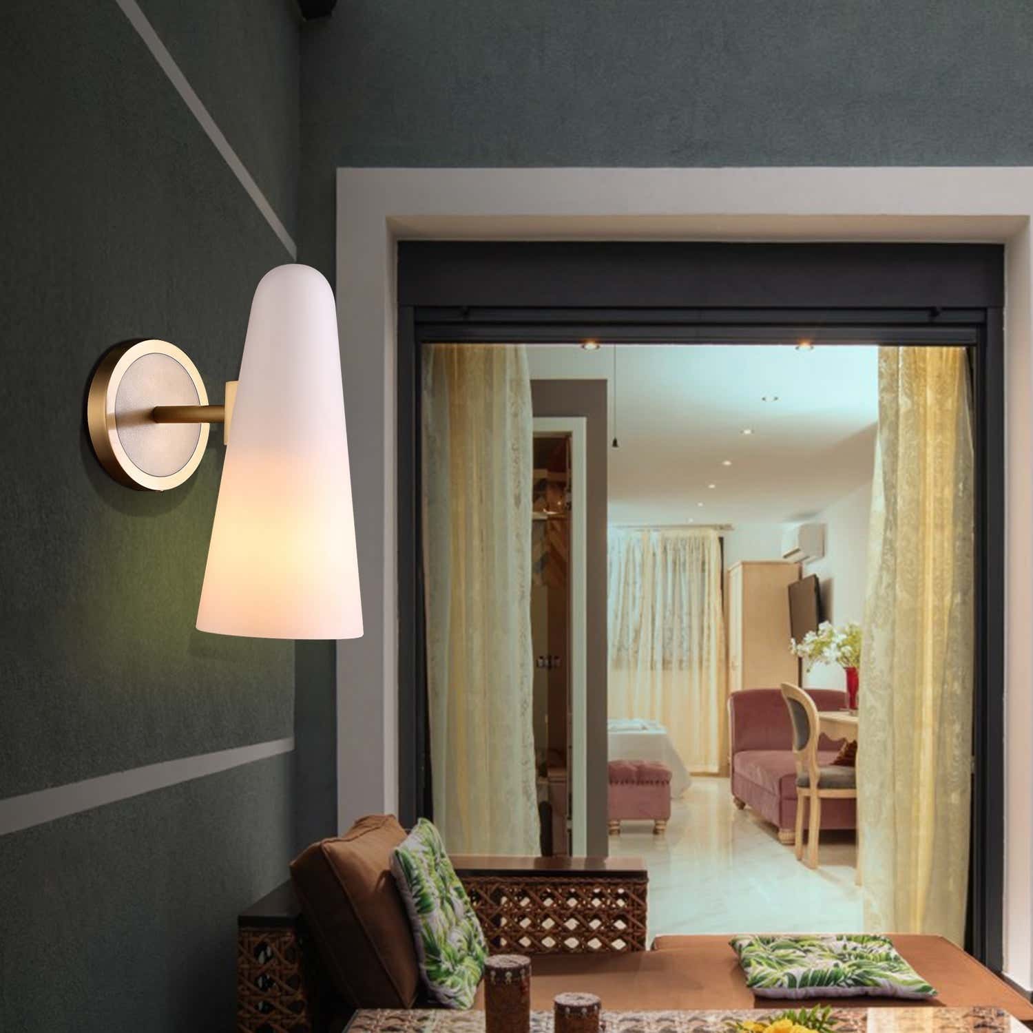 Ola White Ceram Shade Wall Sconce