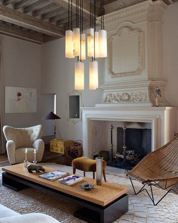 Elegant Lighting Linear Nature Stone 2" Wide Alabaster Chandelier