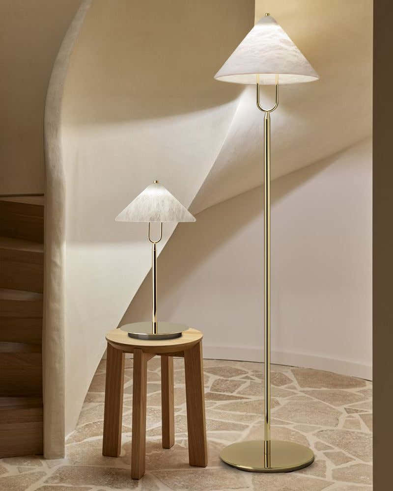 Fuji Cone Alabaster Desk Table Lamp Wide 8" for bedroom home decor