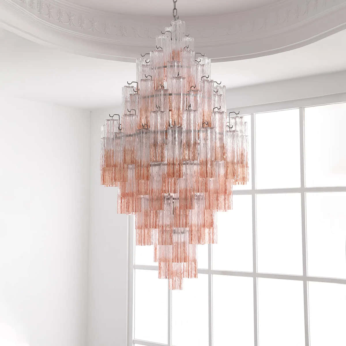 Petalia Murano Glass Diamond Chandelier 54"H - Ombre