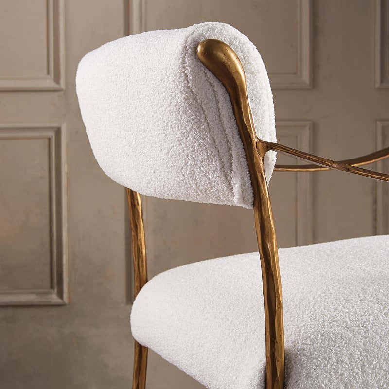 Hand-Forged Metal Retro Copper Iron Frame Armless Dining Chair