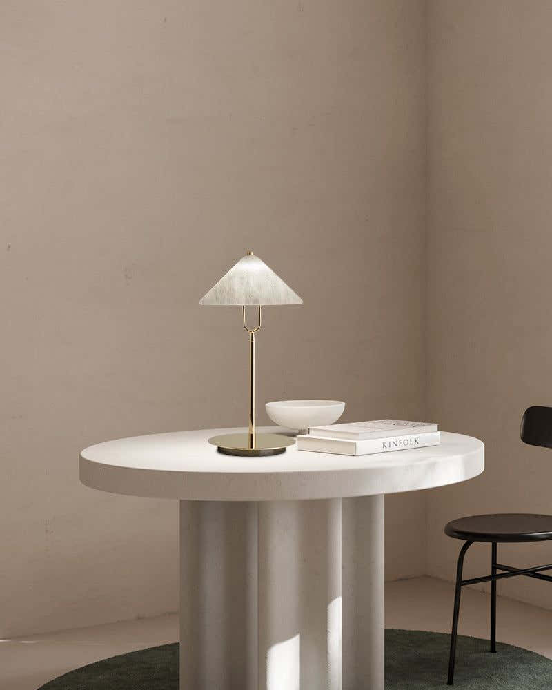 Fuji Cone Alabaster Desk Table Lamp Wide 8" for bedroom home decor