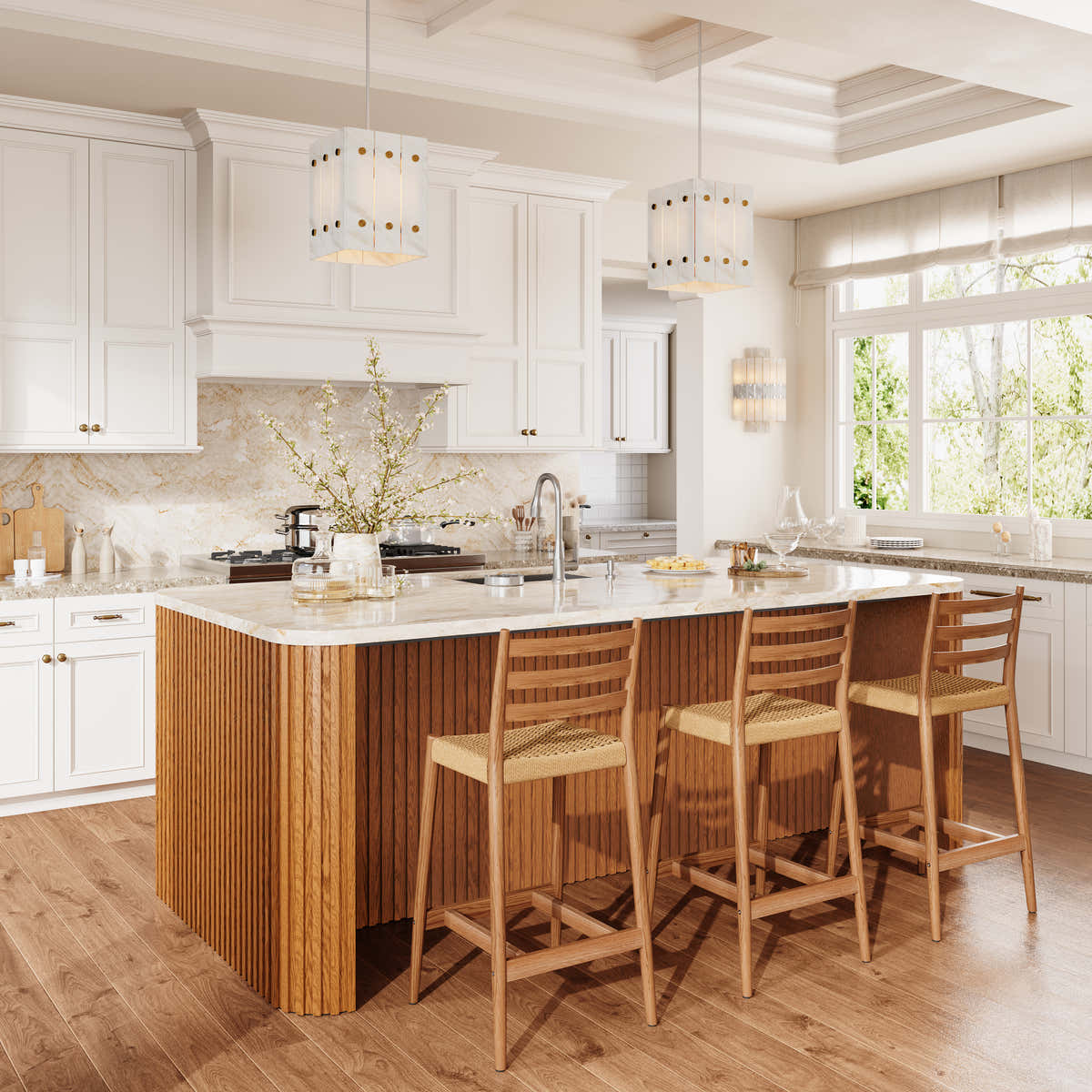 Custom Taj Mahal Stone Kitchen Island